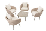 Lounge-set Ameland rond rotan crèmewit 40 cm (lichtgrijs) (2)