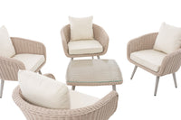 Lounge-set Ameland rond rotan crèmewit 40 cm (lichtgrijs) (4)