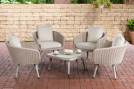 Lounge-set Ameland rond rotan crèmewit 45 cm (lichtgrijs)