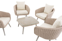 Lounge-set Ameland rond rotan crèmewit 45 cm (lichtgrijs) (3)