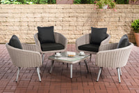 Lounge-set Ameland rond rotan antraciet 45 cm (lichtgrijs)