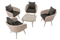 Lounge-set Ameland rond rotan antraciet 45 cm (lichtgrijs) (2)