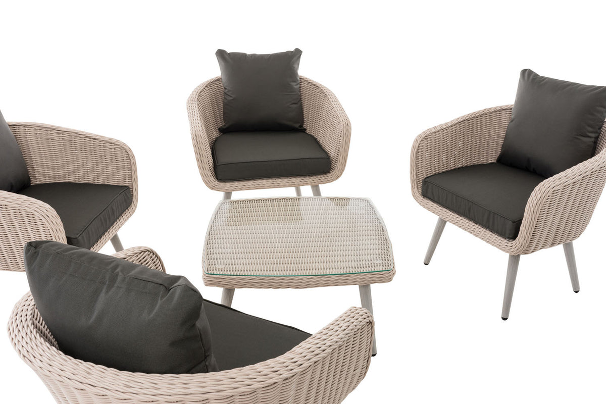 Lounge-set Ameland rond rotan antraciet 45 cm (lichtgrijs) (4)