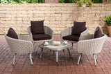 Lounge-set Ameland rond rotan terrabruin 40 cm (lichtgrijs)