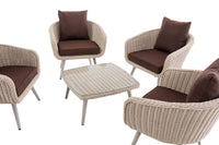 Lounge-set Ameland rond rotan terrabruin 40 cm (lichtgrijs) (3)
