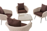 Lounge-set Ameland rond rotan terrabruin 40 cm (lichtgrijs) (4)