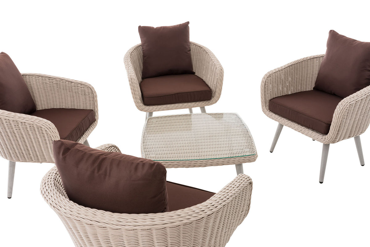 Lounge-set Ameland rond rotan terrabruin 40 cm (lichtgrijs) (4)
