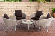 Lounge-set Ameland rond vlechtwerk terrabruin 45 cm (lichtgrijs)