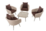 Lounge-set Ameland rond vlechtwerk terrabruin 45 cm (lichtgrijs) (2)