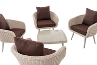 Lounge-set Ameland rond vlechtwerk terrabruin 45 cm (lichtgrijs) (4)