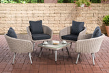 Lounge-set Ameland rond rotan ijzergrijs 40 cm (lichtgrijs)