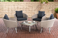 Lounge-set Ameland rond rotan ijzergrijs 40 cm (lichtgrijs)