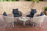 Lounge-set Ameland rond rotan ijzergrijs 45 cm (lichtgrijs)