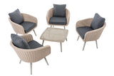 Lounge-set Ameland rond rotan ijzergrijs 45 cm (lichtgrijs) (2)