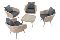 Lounge-set Ameland rond rotan ijzergrijs 45 cm (lichtgrijs) (2)