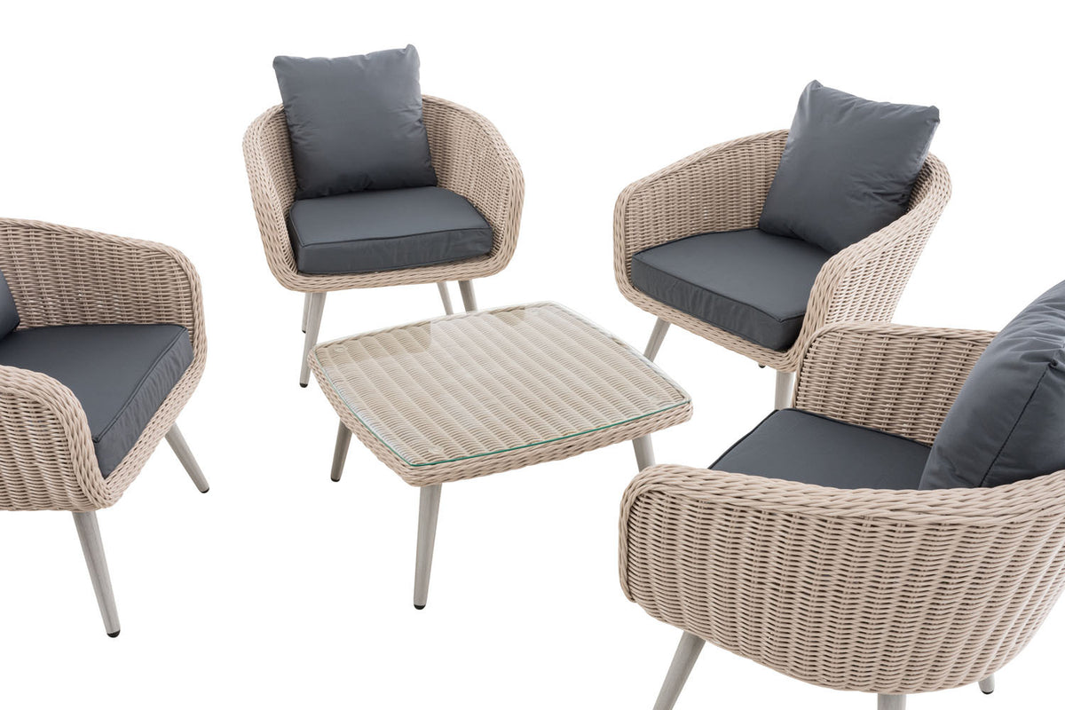 Lounge-set Ameland rond rotan ijzergrijs 45 cm (lichtgrijs) (3)