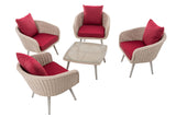 Lounge-set Ameland rond rotan robijnrood 45 cm (lichtgrijs) (2)