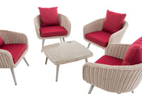 Lounge-set Ameland rond rotan robijnrood 45 cm (lichtgrijs) (3)