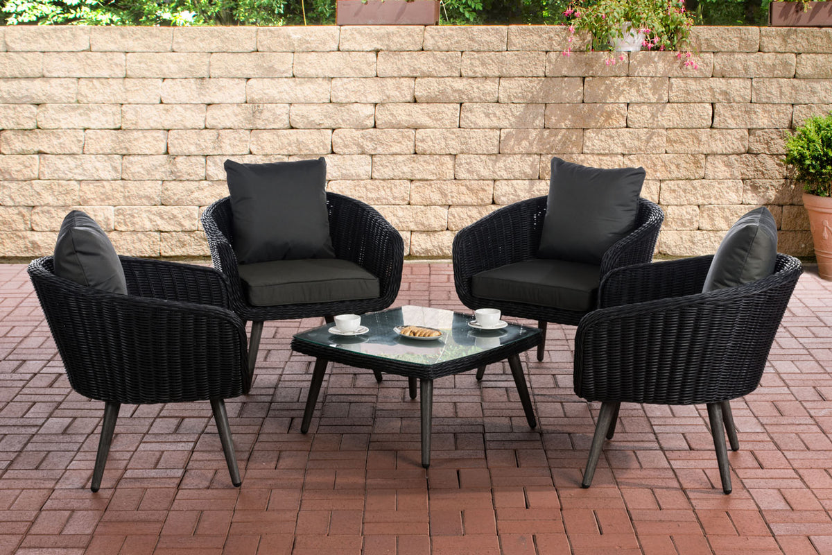 Lounge-set Ameland rond rotan antraciet 40 cm (donkergrijs)