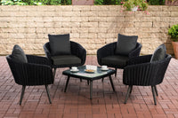 Lounge-set Ameland rond rotan antraciet 45 cm (donkergrijs)