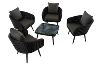 Lounge-set Ameland rond rotan antraciet 45 cm (donkergrijs) (2)