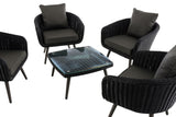 Lounge-set Ameland rond rotan antraciet 45 cm (donkergrijs) (3)