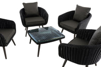Lounge-set Ameland rond rotan antraciet 45 cm (donkergrijs) (3)