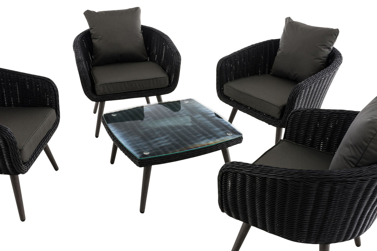 Lounge-set Ameland rond rotan antraciet 45 cm (donkergrijs) (3)