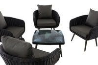 Lounge-set Ameland rond rotan antraciet 45 cm (donkergrijs) (4)