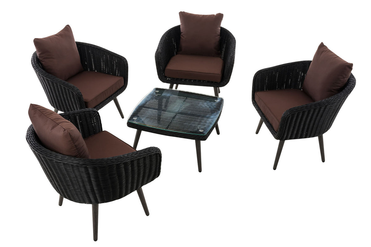 Lounge-set Ameland rond vlechtwerk terrabruin 45 cm (donkergrijs) (2)