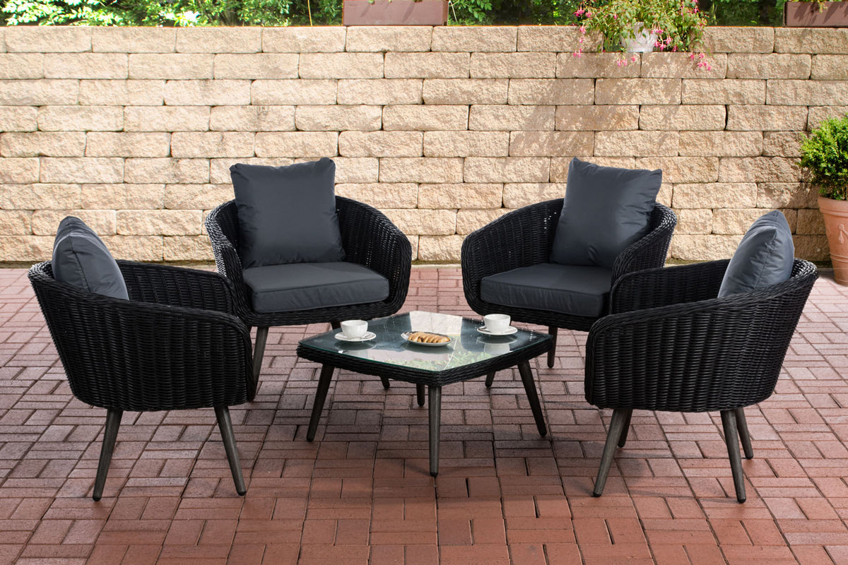 Lounge-set Ameland rond rotan ijzergrijs 40 cm (donkergrijs)
