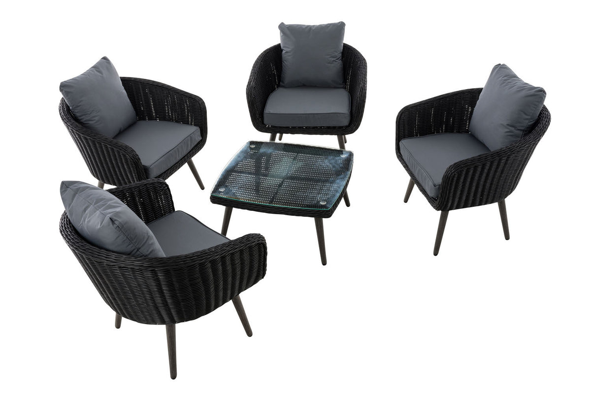 Lounge-set Ameland rond rotan ijzergrijs 40 cm (donkergrijs) (2)