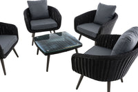 Lounge-set Ameland rond rotan ijzergrijs 45 cm (donkergrijs) (3)