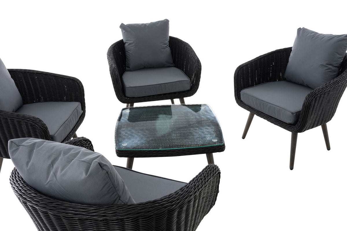 Lounge-set Ameland rond rotan ijzergrijs 45 cm (donkergrijs) (4)