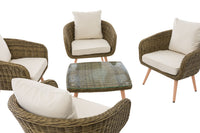 Lounge-set Ameland rond vlechtwerk crèmewit 40 cm (lichtbruin) (4)