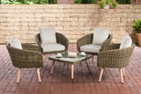 Lounge-set Ameland rond rotan crèmewit 45 cm (lichtbruin)