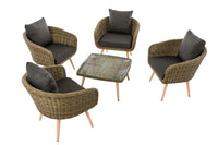 Lounge-set Ameland rond vlechtwerk antraciet 40 cm (lichtbruin) (2)