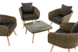 Lounge-set Ameland rond vlechtwerk antraciet 40 cm (lichtbruin) (3)