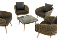 Lounge-set Ameland rond vlechtwerk antraciet 40 cm (lichtbruin) (3)