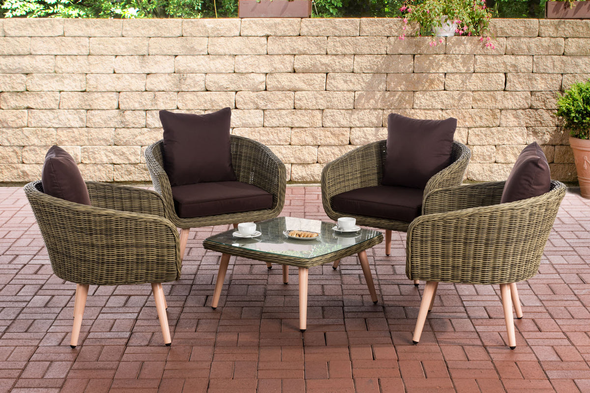 Lounge-set Ameland rond rotan terrabruin 40 cm (lichtbruin)