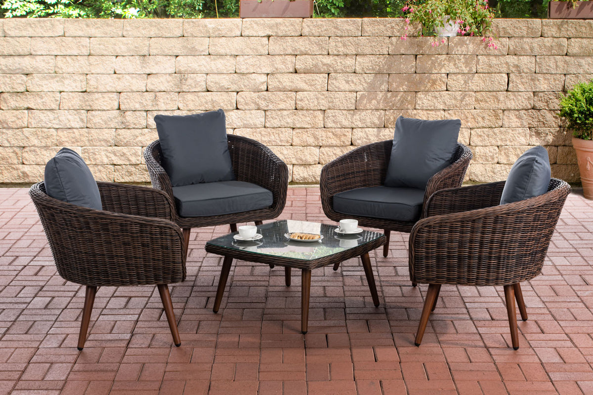 Lounge-set Ameland rond rotan ijzergrijs 40 cm (donkerbruin)