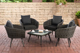 Lounge-set Ameland rond rotan antraciet 45 cm (donkergrijs) (5)