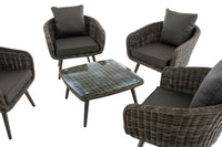 Lounge-set Ameland rond rotan antraciet 45 cm (donkergrijs) (7)