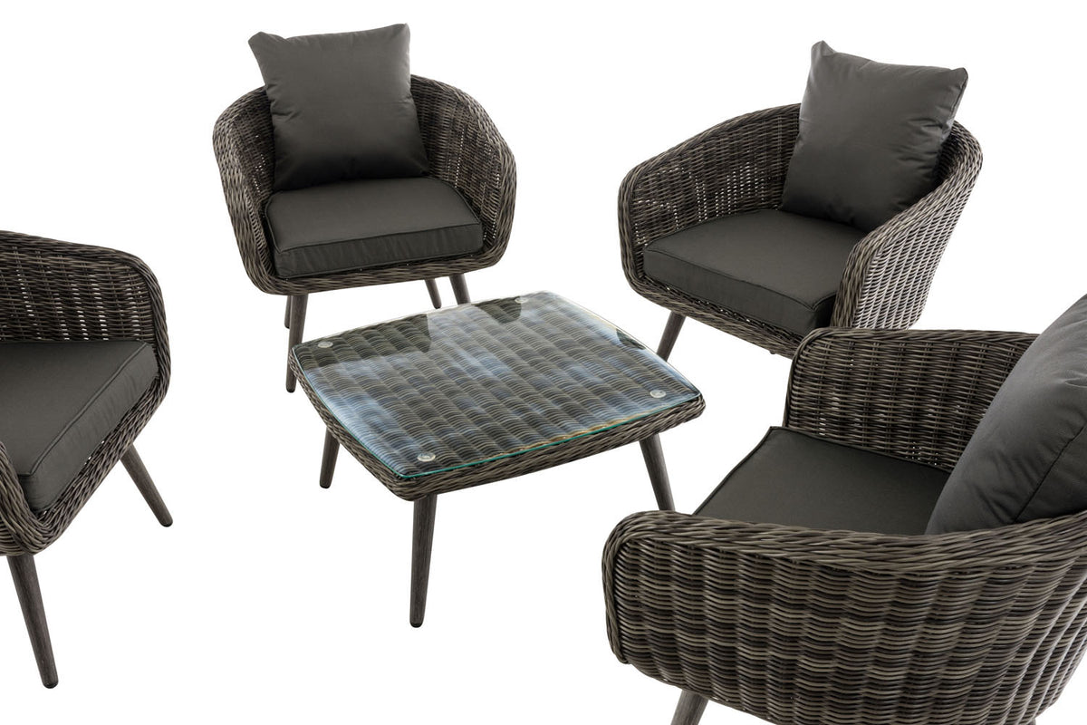 Lounge-set Ameland rond rotan antraciet 45 cm (donkergrijs) (7)