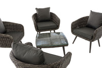 Lounge-set Ameland rond rotan antraciet 45 cm (donkergrijs) (8)