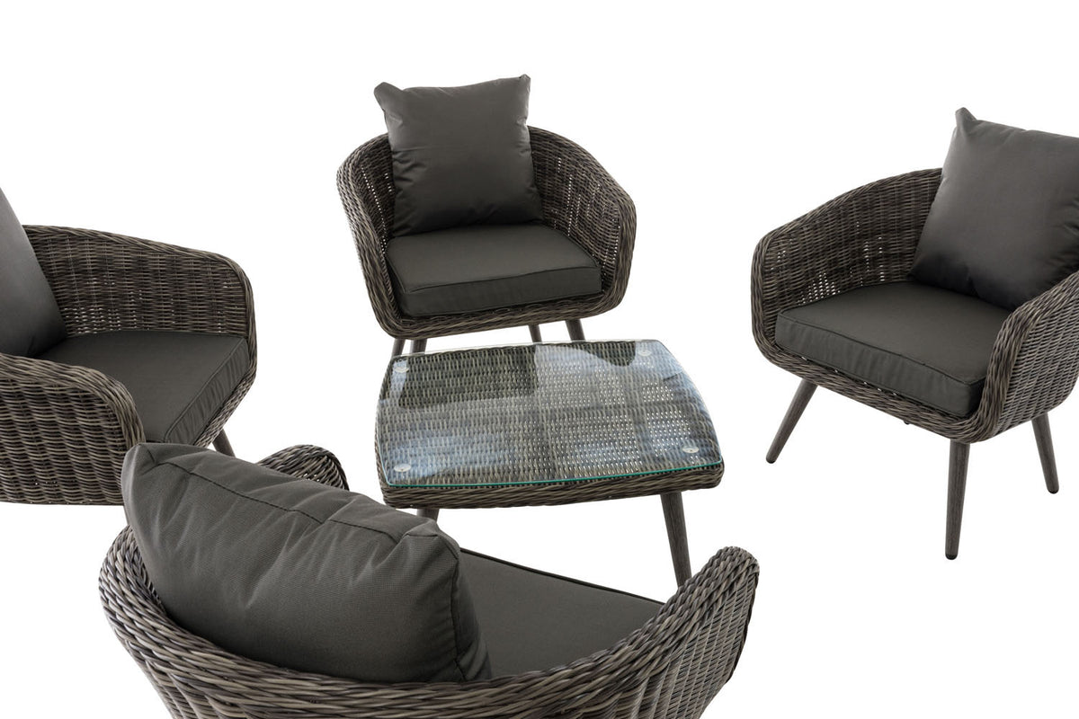 Lounge-set Ameland rond rotan antraciet 45 cm (donkergrijs) (8)