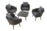 Lounge-set Ameland rond rotan ijzergrijs 40 cm (donkergrijs) (6)