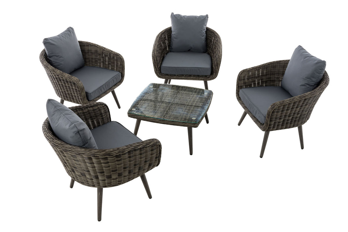 Lounge-set Ameland rond rotan ijzergrijs 45 cm (donkergrijs) (6)