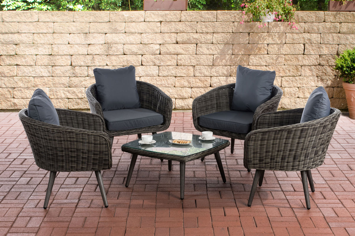Lounge-set Ameland rond rotan ijzergrijs 40 cm (donkergrijs) (5)