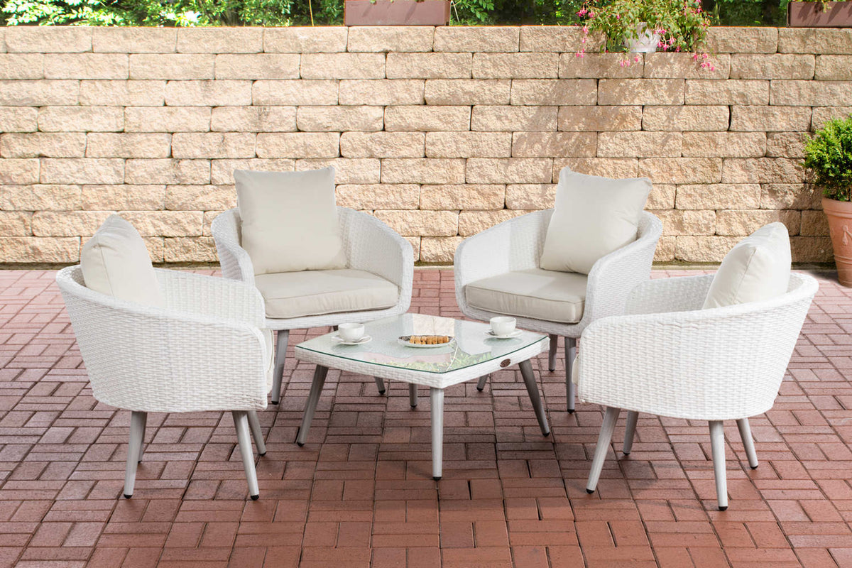 Lounge-set Ameland plat riet crèmewit 40 cm (lichtgrijs)
